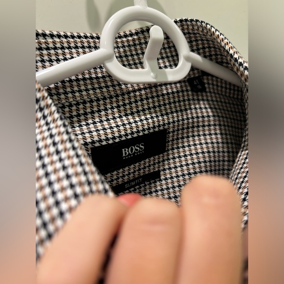 NEW Hugo Boss Brown Houndstooth Men’s Shirt - Picture 4 of 6